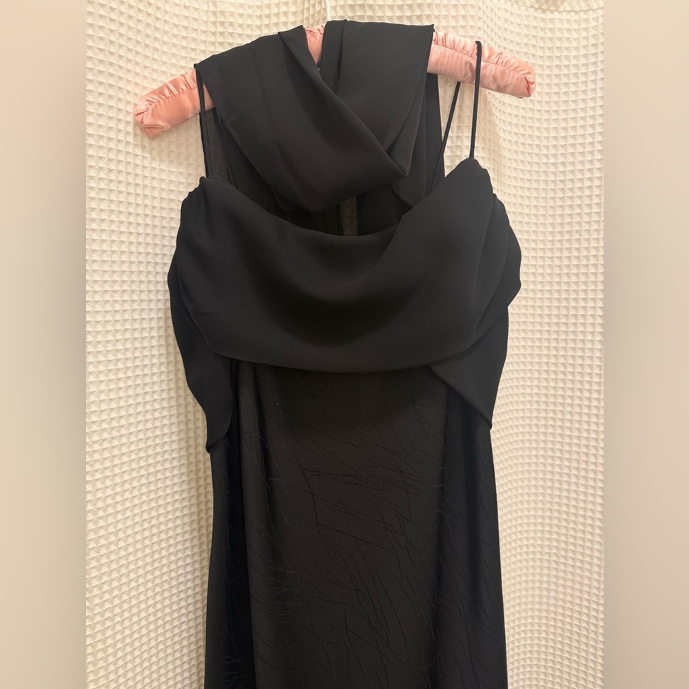 Vintage Black Evening Dress with Sash - size 12 - Picture 3 of 10